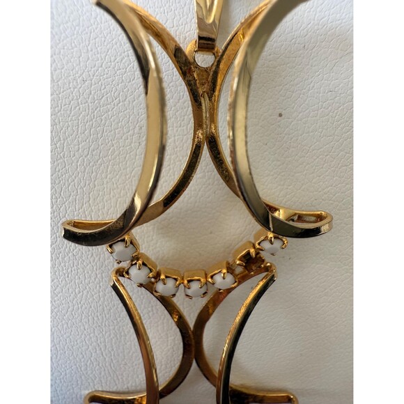 Vintage Art Deco Influence Gold tone Pendant and Chain Geometric Design Necklace - Picture 11 of 11